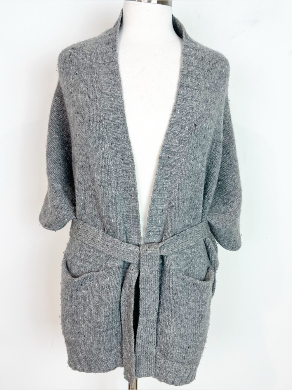 VINCE GRAY SHORT SLEEVE OPEN FRONT COCOON CARDIGAN SWEATER SZ SMALL